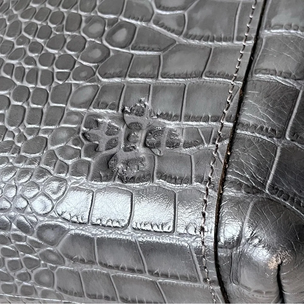 Patricia Nash Gray Crocodile-Embossed Shoulder Bag - Picture 10 of 16